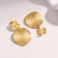 wholesale Exaggerated Simple Style Commute Geometric Pleated 304 Stainless Steel 18K Gold Plated Drop Earrings - ChicMeto