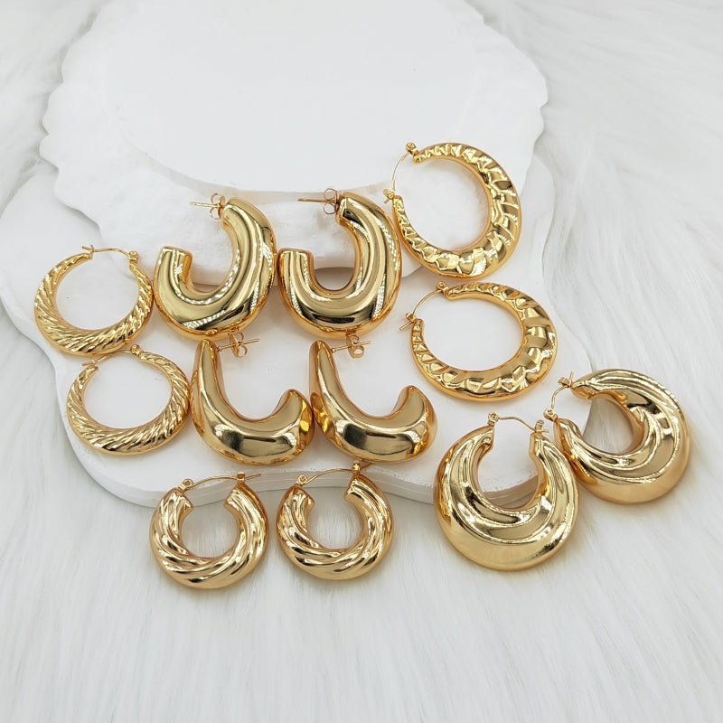 Wholesale 1 Pair Vintage Style Simple U Shape Geometric Plating 304 Stainless Steel Gold Plated Ear Studs - ChicMeto