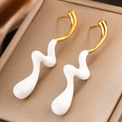 wholesale IG Style Classic Water Droplets Lightning Enamel Plating 304 Stainless Steel 18K Gold Plated Drop Earrings - ChicMeto