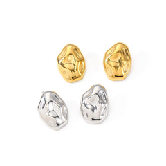 wholesale IG Style Geometric Oval Polishing Plating 304 Stainless Steel 18K Gold Plated Ear Studs - ChicMeto