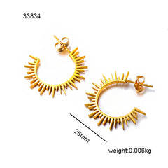 wholesale Elegant Modern Simple C Shape Lines Plating 304 Stainless Steel 18K Gold Plated Ear Studs - ChicMeto