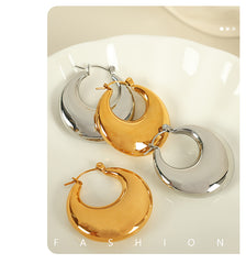 Wholesale 1 Pair Elegant French Style Commute U Shape Semicircle Polishing Plating 304 Stainless Steel 18K Gold Plated Earrings - ChicMeto