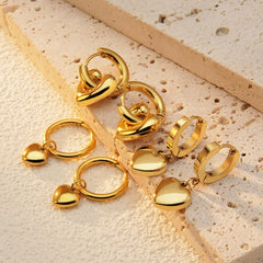 Wholesale 2 Piece Set Sweet Simple Style Commute Heart Shape Plating 304 Stainless Steel 18K Gold Plated Earrings - ChicMeto