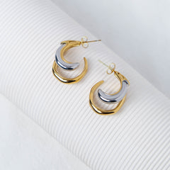 Wholesale 1 Pair Casual Shiny U Shape Solid Color Asymmetrical Plating 304 Stainless Steel 14K Gold Plated Earrings - ChicMeto