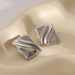 Wholesale 1 Pair Casual Simple Style Quadrilateral Plating 304 Stainless Steel Ear Studs - ChicMeto