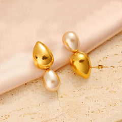 wholesale Exaggerated Commute Geometric 304 316 Stainless Steel 18K Gold Plated Drop Earrings - ChicMeto