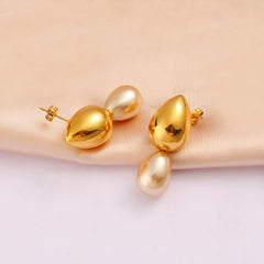 wholesale Exaggerated Commute Geometric 304 316 Stainless Steel 18K Gold Plated Drop Earrings - ChicMeto