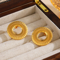 Wholesale 1 Pair Elegant Geometric Circle Titanium Steel Ear Studs - ChicMeto