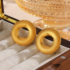 Wholesale 1 Pair Elegant Geometric Circle Titanium Steel Ear Studs - ChicMeto