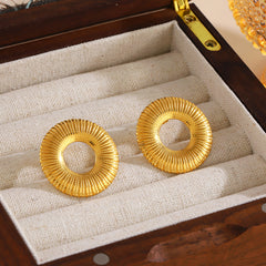 Wholesale 1 Pair Elegant Geometric Circle Titanium Steel Ear Studs - ChicMeto