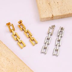 Wholesale 1 Pair Simple Style Commute Square 304 Stainless Steel 316 Stainless Steel 18K Gold Plated Drop Earrings - ChicMeto