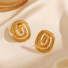 Wholesale 1 Pair Vintage Style Spiral Plating 304 Stainless Steel 18K Gold Plated Ear Studs - ChicMeto