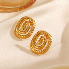 Wholesale 1 Pair Vintage Style Spiral Plating 304 Stainless Steel 18K Gold Plated Ear Studs - ChicMeto