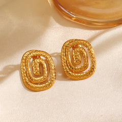 Wholesale 1 Pair Vintage Style Spiral Plating 304 Stainless Steel 18K Gold Plated Ear Studs - ChicMeto