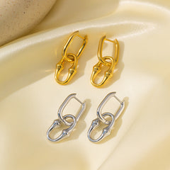 Wholesale 1 Pair Vintage Simple Style Streetwear U Shape 316L Stainless Steel 18K Gold Plated Drop Earrings - ChicMeto