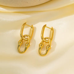 Wholesale 1 Pair Vintage Simple Style Streetwear U Shape 316L Stainless Steel 18K Gold Plated Drop Earrings - ChicMeto