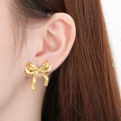 Wholesale 1 Pair Vintage Style Bow Knot Plating 304 Stainless Steel 18K Gold Plated Ear Studs - ChicMeto