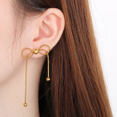 Wholesale 1 Pair Vintage Style Bow Knot Plating 304 Stainless Steel 18K Gold Plated Ear Studs - ChicMeto