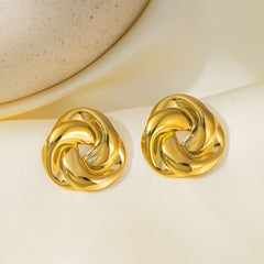 wholesale Vintage Simple Streetwear Geometric 316L Stainless Steel 18K Gold Plated Ear Studs - ChicMeto