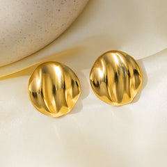 wholesale Vintage Simple Streetwear Geometric 316L Stainless Steel 18K Gold Plated Ear Studs - ChicMeto