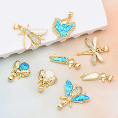 Wholesale 1 Piece Basic Bee Dragonfly Copper Plating Inlay Pendant Jewelry Accessories - ChicMeto