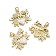 Wholesale 1 Piece Basic Heart Shape Copper Plating Inlay Jewelry Accessories - ChicMeto