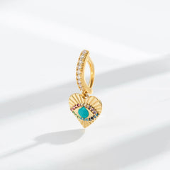 Wholesale 1 Piece Belly Rings Ethnic Style Devil's Eye Heart Shape Snake Copper Inlay Turquoise Zircon - ChicMeto