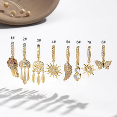 Wholesale 1 Piece Belly Rings Retro Dreamcatcher Wings Butterfly Copper Inlay Zircon - ChicMeto