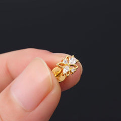 Wholesale 1 Piece Classic Style Star Flower Butterfly 316 Stainless Steel Copper Polishing Inlay Zircon 18K Gold Plated Ear Cartilage Rings Studs - ChicMeto