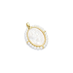 Wholesale 1 Piece Copper Artificial Pearls Shell 18K Gold Plated Inlay Polished Pendant - ChicMeto