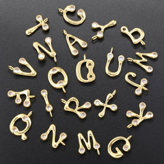 Wholesale 1 Piece Copper Zircon 18K Gold Plated Letter Polished Pendant - ChicMeto