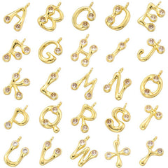 Wholesale 1 Piece Copper Zircon 18K Gold Plated Letter Polished Pendant - ChicMeto