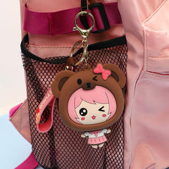 Wholesale 1 Piece Cute Cartoon Character PVC Metal Plating Women's Keychain - ChicMeto