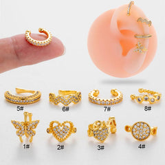 Wholesale 1 Piece Cute Cool Style Geometric Heart Shape Butterfly Plating Inlay Copper Zircon 18k Gold Plated Ear Studs - ChicMeto