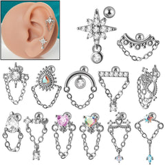 Wholesale 1 Piece Ear Cartilage Rings Studs Elegant Glam Flower 304 Stainless Steel Copper Inlay Zircon - ChicMeto