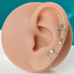 Wholesale 1 Piece Ear Cartilage Rings Studs Elegant Glam Flower 304 Stainless Steel Copper Inlay Zircon - ChicMeto