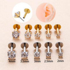 Wholesale 1 Piece Ear Cartilage Rings Studs Simple Style Round 316 Stainless Steel Plating Inlay Zircon - ChicMeto