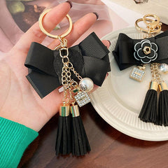 Wholesale 1 Piece Fashion Tassel Flower Bow Knot Alloy Keychain | Rhinestone Inlay, Women's Keychain - ChicMeto