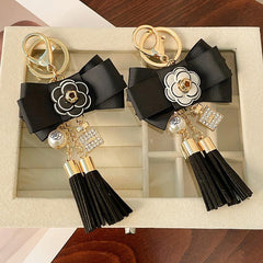 Wholesale 1 Piece Fashion Tassel Flower Bow Knot Alloy Keychain | Rhinestone Inlay, Women's Keychain - ChicMeto