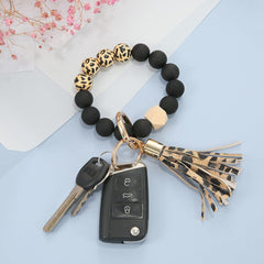 Wholesale 1 Piece Fashion Tassel PU Leather Beaded Women's Keychain - ChicMeto