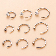 Wholesale 1 Piece Hip-Hop Solid Color 316 Stainless Steel Inlay Zircon Nose Rings Studs - ChicMeto