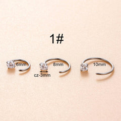 Wholesale 1 Piece Hip-Hop Solid Color 316 Stainless Steel Inlay Zircon Nose Rings Studs - ChicMeto