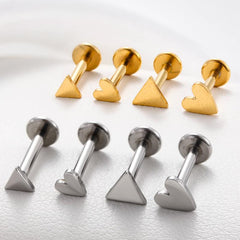 Wholesale 1 Piece IG Style French Simple Triangle Heart Shape 316 Stainless Steel Ear Cartilage Rings Studs - ChicMeto