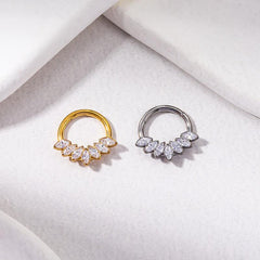 Wholesale 1 Piece Nose Rings & Studs Retro Leaf Water Droplets Pure Titanium Inlaid Zircon - ChicMeto