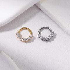 Wholesale 1 Piece Nose Rings & Studs Retro Leaf Water Droplets Pure Titanium Inlaid Zircon - ChicMeto