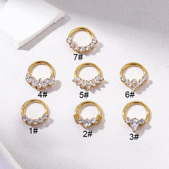 Wholesale 1 Piece Nose Rings & Studs Retro Leaf Water Droplets Pure Titanium Inlaid Zircon - ChicMeto