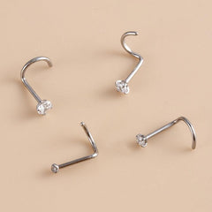 Wholesale 1 Piece Nose Rings & Studs Simple Style Geometric Pure Titanium Inlay Zircon - ChicMeto