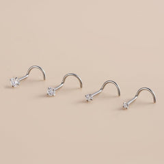 Wholesale 1 Piece Nose Rings & Studs Simple Style Geometric Pure Titanium Inlay Zircon - ChicMeto