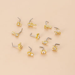 Wholesale 1 Piece Nose Rings Studs Fashion Flower Bow Knot 316L Stainless Steel Copper Plating Zircon - ChicMeto