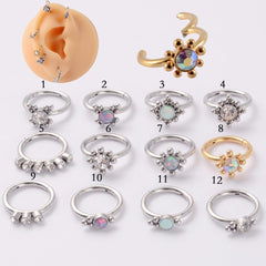 Wholesale 1 Piece Nose Rings Studs Fashion Round 304 Stainless Steel Synthetic Opal Rhinestone Diamond Synthetic Opal Rhinestones 18K Gold Plated - ChicMeto